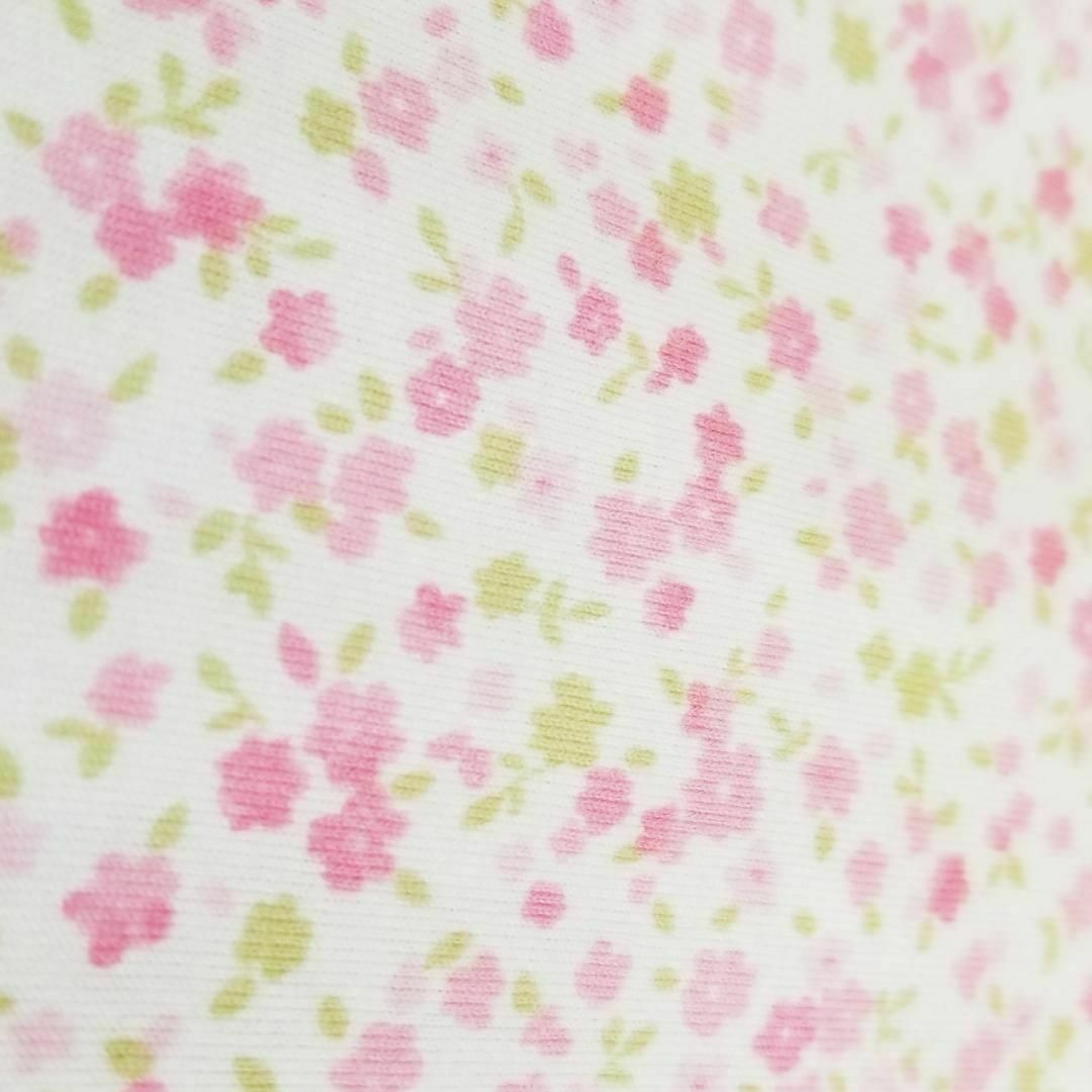 mikihouse(ミキハウス)の3008 ミキハウス 80 ワンピース 花 ピンク うさぎ デニム フリル キッズ/ベビー/マタニティのベビー服(~85cm)(ロンパース)の商品写真