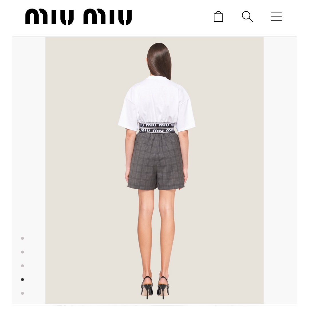 miumiu(ミュウミュウ)の美品miu miu ミュウミュウ　ロゴキュロット　チェックショートパンツ レディースのパンツ(ショートパンツ)の商品写真