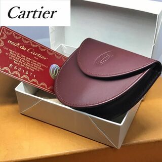 Cartier - 未使用★ カルティエ★ コインケース マストライン 馬蹄型 ボルドー レザー