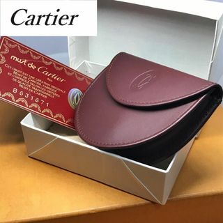 未使用★ カルティエ★ コインケース マストライン 馬蹄型 ボルドー レザー