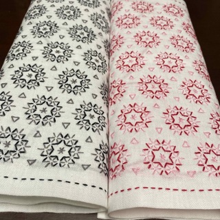 刺し子布巾 ⑨ 花ふきん(キッチン小物)