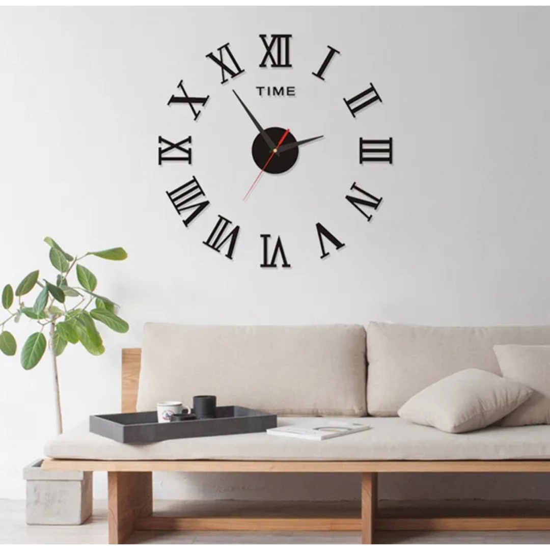 壁掛け時計　ウォールクロック　時計　ウォールステッカー　おしゃれ　ローマ数字 インテリア/住まい/日用品のインテリア小物(掛時計/柱時計)の商品写真