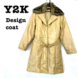 ロキエ(Lochie)の美品【Y2Kデザイン 】 中綿コート　デザインコート　ファーコート　ナイロン(ロングコート)