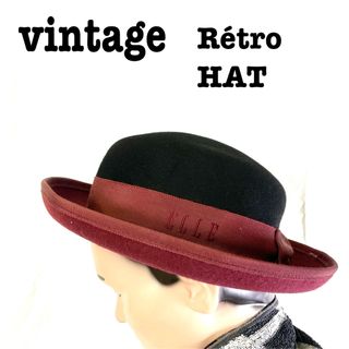 Lochie - 美品【 vintage 】ボーラーハット レトロハット ELLE ウールハット