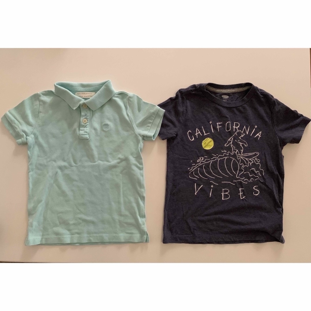 ZARA KIDS(ザラキッズ)のザラ　ポロシャツ、オールドネイビープリントTシャツ　110 120 キッズ/ベビー/マタニティのキッズ服男の子用(90cm~)(Tシャツ/カットソー)の商品写真