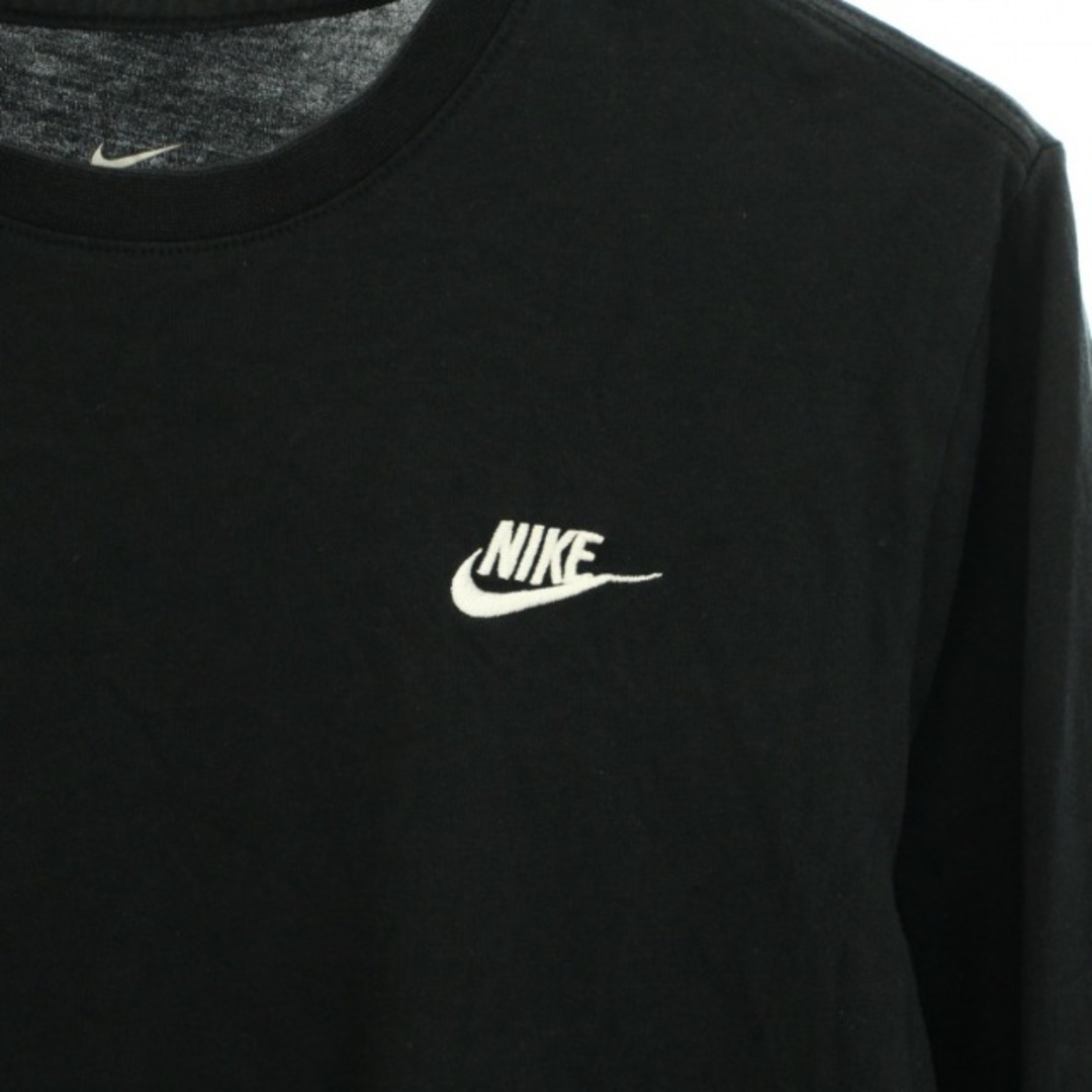 NIKE(ナイキ)のNIKE クラブ L/S Tシャツ クルーネック 長袖 ロゴ刺繍 M 黒 白 メンズのトップス(Tシャツ/カットソー(七分/長袖))の商品写真