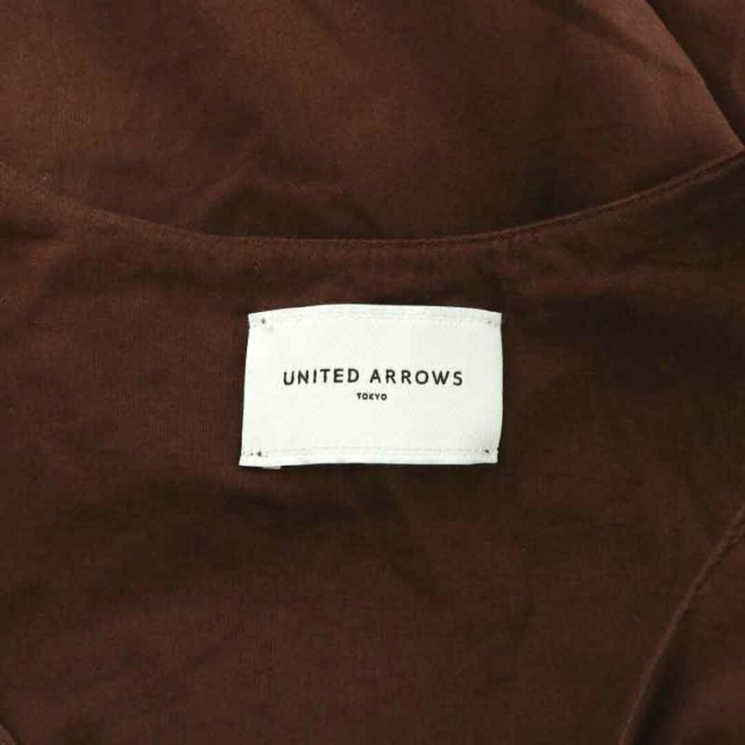 UNITED ARROWS(ユナイテッドアローズ)のユナイテッドアローズ コットンVネックマキシワンピース ロング 36 S 茶 レディースのワンピース(ロングワンピース/マキシワンピース)の商品写真