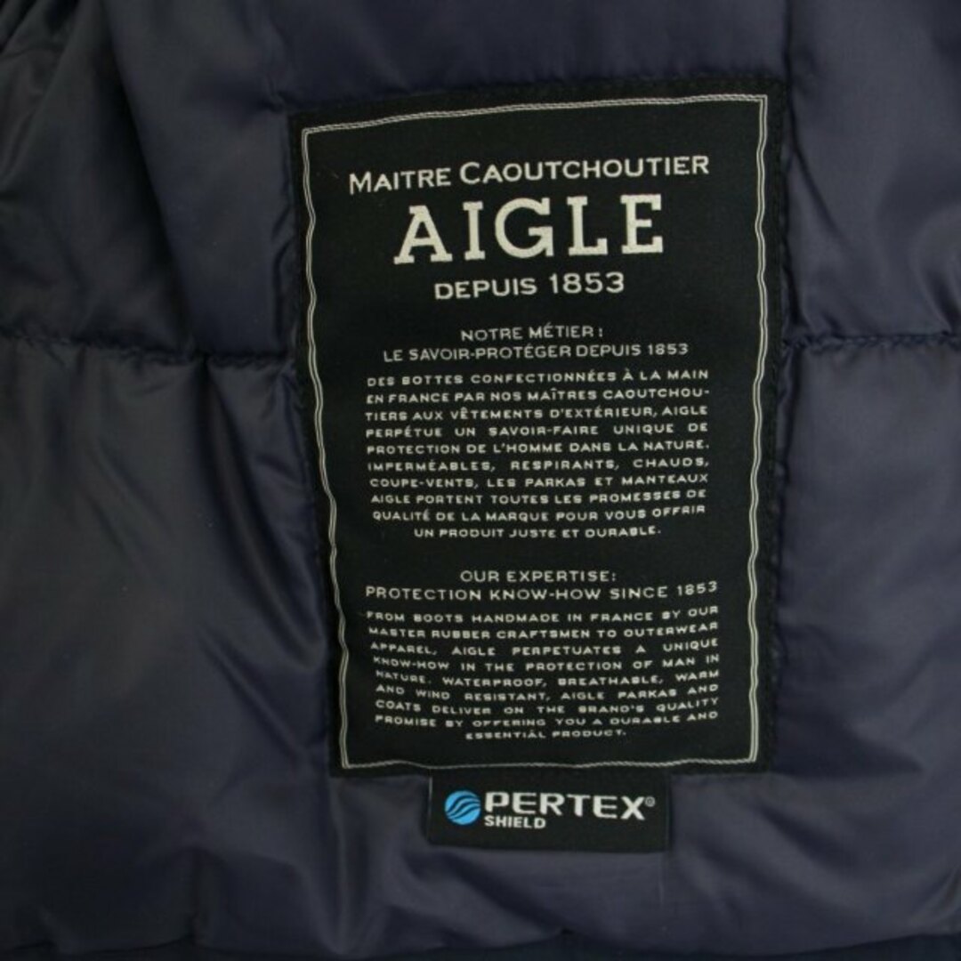 AIGLE(エーグル)のエーグル ファー付防水ショートダウンジャケット ジップアップ L 紺 レディースのジャケット/アウター(ダウンジャケット)の商品写真