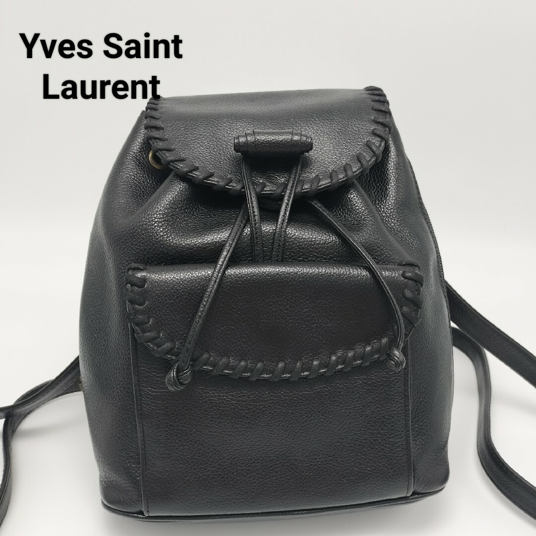 Yves Saint Laurent(イヴサンローラン)の極美品✨イヴ・サンローラン　リュック　バックパック　レザー　ブラック　黒 レディースのバッグ(リュック/バックパック)の商品写真