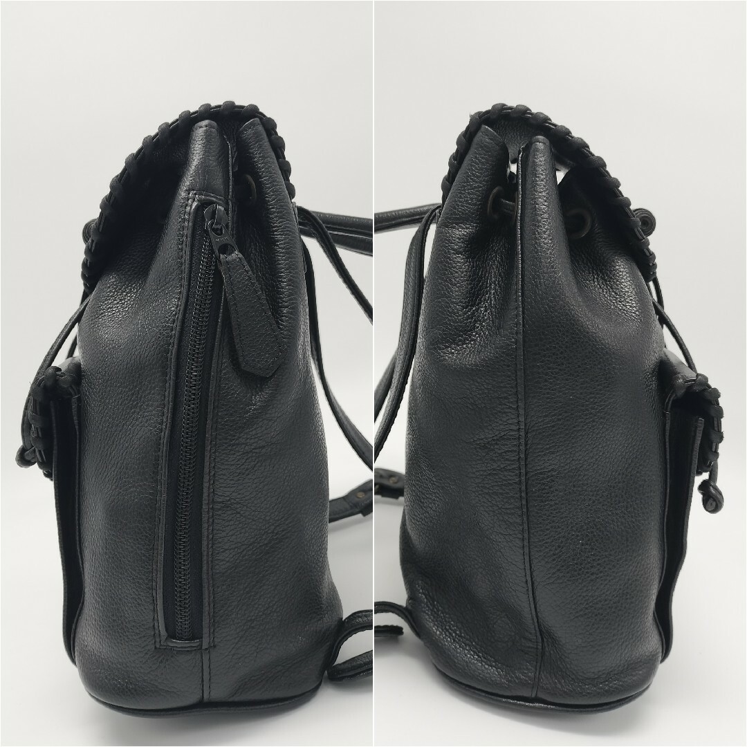 Yves Saint Laurent(イヴサンローラン)の極美品✨イヴ・サンローラン　リュック　バックパック　レザー　ブラック　黒 レディースのバッグ(リュック/バックパック)の商品写真
