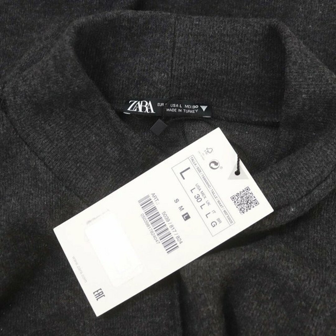 ZARA(ザラ)のザラ ZARA ニット ワンピース ひざ丈 半袖 ハイネック L グレー レディースのワンピース(ひざ丈ワンピース)の商品写真