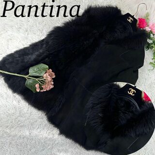 パンティーナ レディース ファーコート Lサイズ 黒 ブラック 高級感 レザー(毛皮/ファーコート)