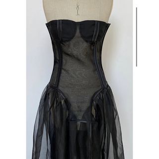 マルタンマルジェラ(Maison Martin Margiela)の T label シルク チュールワンピース / Black(ロングワンピース/マキシワンピース)