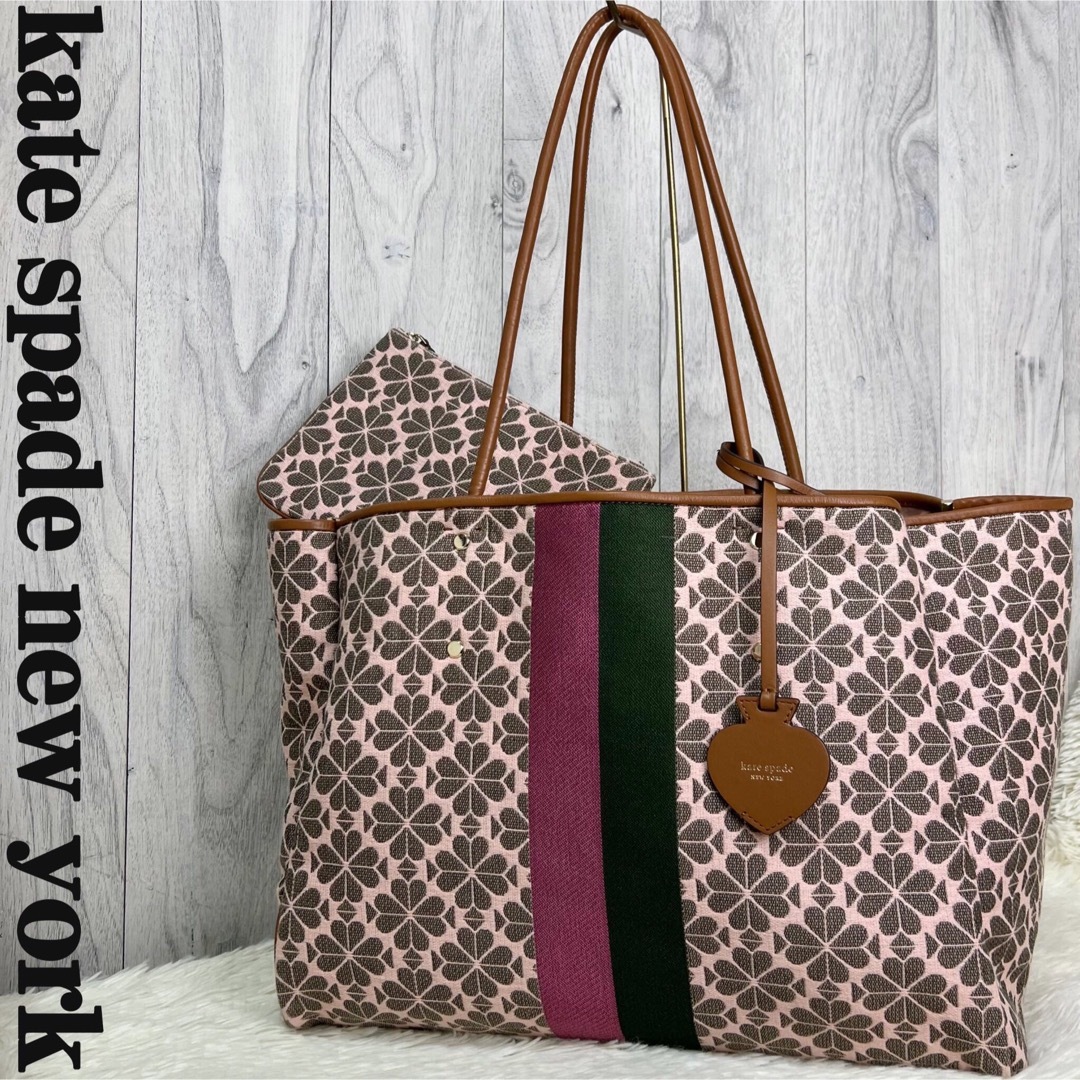 kate spade new york(ケイトスペードニューヨーク)の美品♡ポーチ付♡A4可♡ケイトスペードニューヨーク　ジャガード　トートバッグ レディースのバッグ(トートバッグ)の商品写真