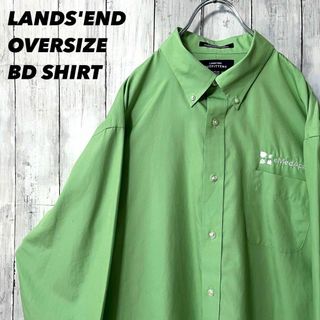 ランズエンド(LANDS’END)のアメリカ古着　LANDS'END ゆるだぼオーバーサイズBDシャツXL グリーン(シャツ)