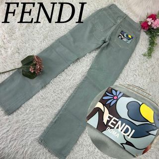 フェンディ(FENDI)のフェンディ レディース Sサイズ 緑 グリーン デニムパンツ 長ズボン(デニム/ジーンズ)