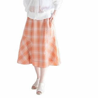 【色: オレンジ (70)】[ロペピクニック] スカート 着丈が選べる/チェック(その他)