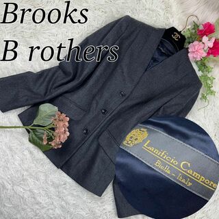 ブルックスブラザース(Brooks Brothers)のブルックスブラザーズ レディース ノーカラージャケット ボタン カシミヤ グレー(ノーカラージャケット)