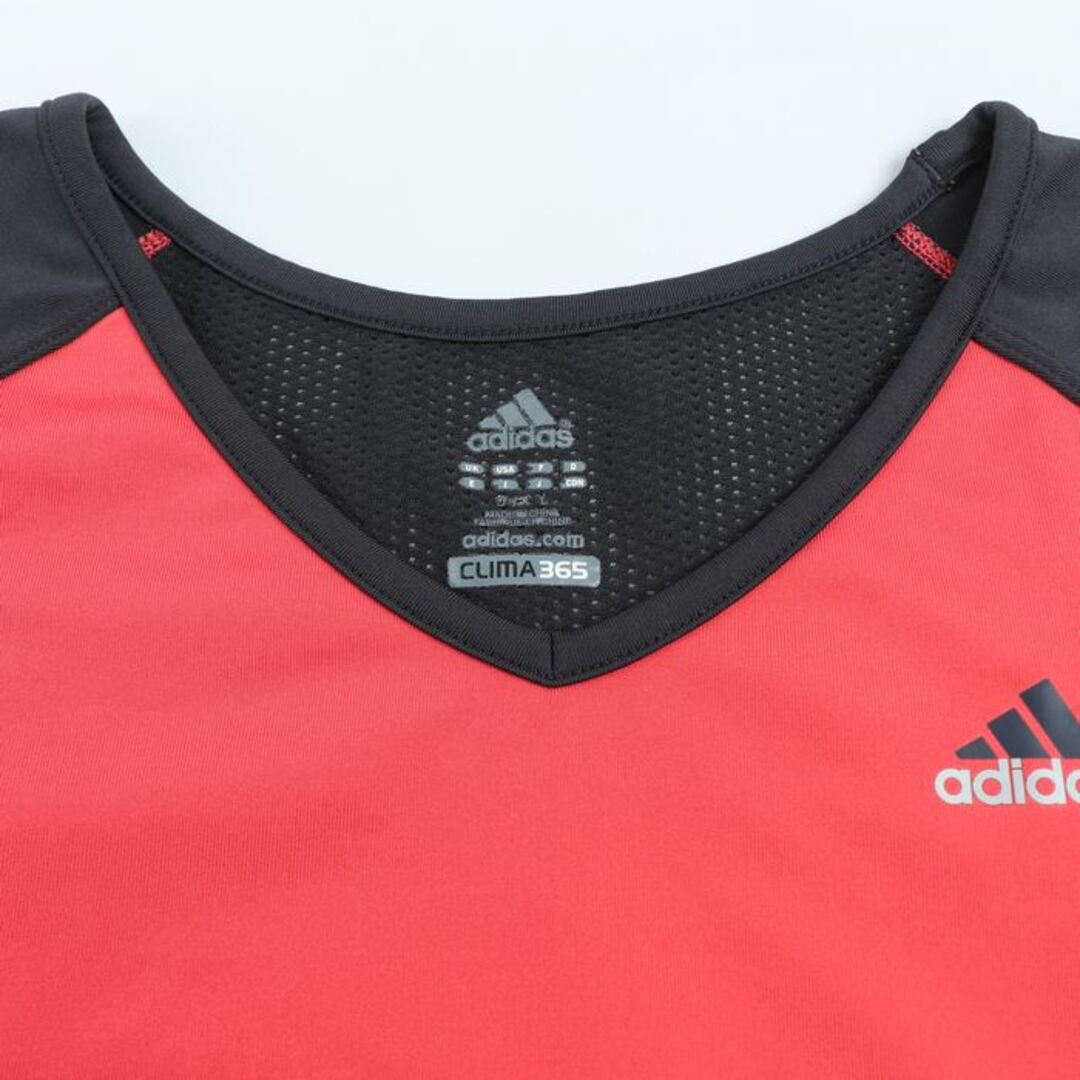 adidas(アディダス)のアディダス 半袖Tシャツ サイドライン クライマ365 メッシュ スポーツウエア レディース Lサイズ ピンク×ブラック adidas レディースのトップス(Tシャツ(半袖/袖なし))の商品写真