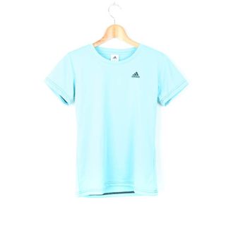 アディダス(adidas)のアディダス 半袖Tシャツ ワンポイントロゴ スポーツウエア レディース Lサイズ ブルー adidas(Tシャツ(半袖/袖なし))