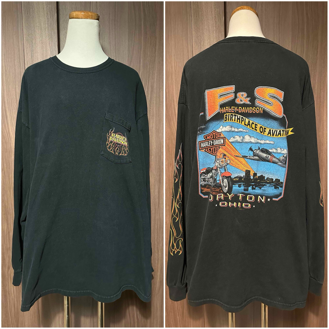 Harley Davidson(ハーレーダビッドソン)の2002年USA製　VTG ハーレーダビッドソン　ロンT メンズのトップス(Tシャツ/カットソー(七分/長袖))の商品写真