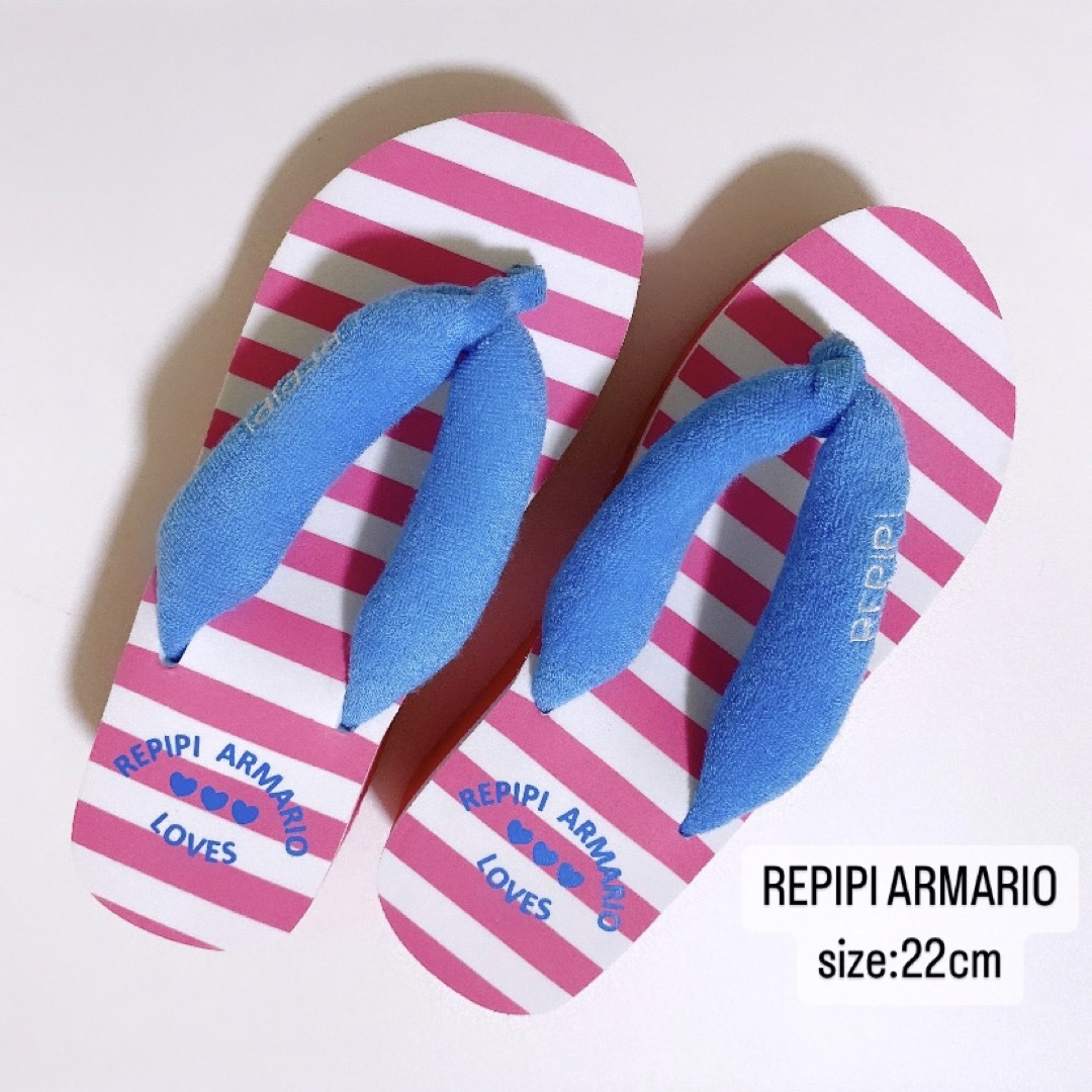 repipi armario(レピピアルマリオ)のREPIPI ARMARIO   厚底　ピーチサンダル　ボーダー　22cm キッズ/ベビー/マタニティのキッズ靴/シューズ(15cm~)(サンダル)の商品写真