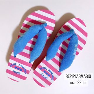 repipi armario - REPIPI ARMARIO   厚底　ピーチサンダル　ボーダー　22cm