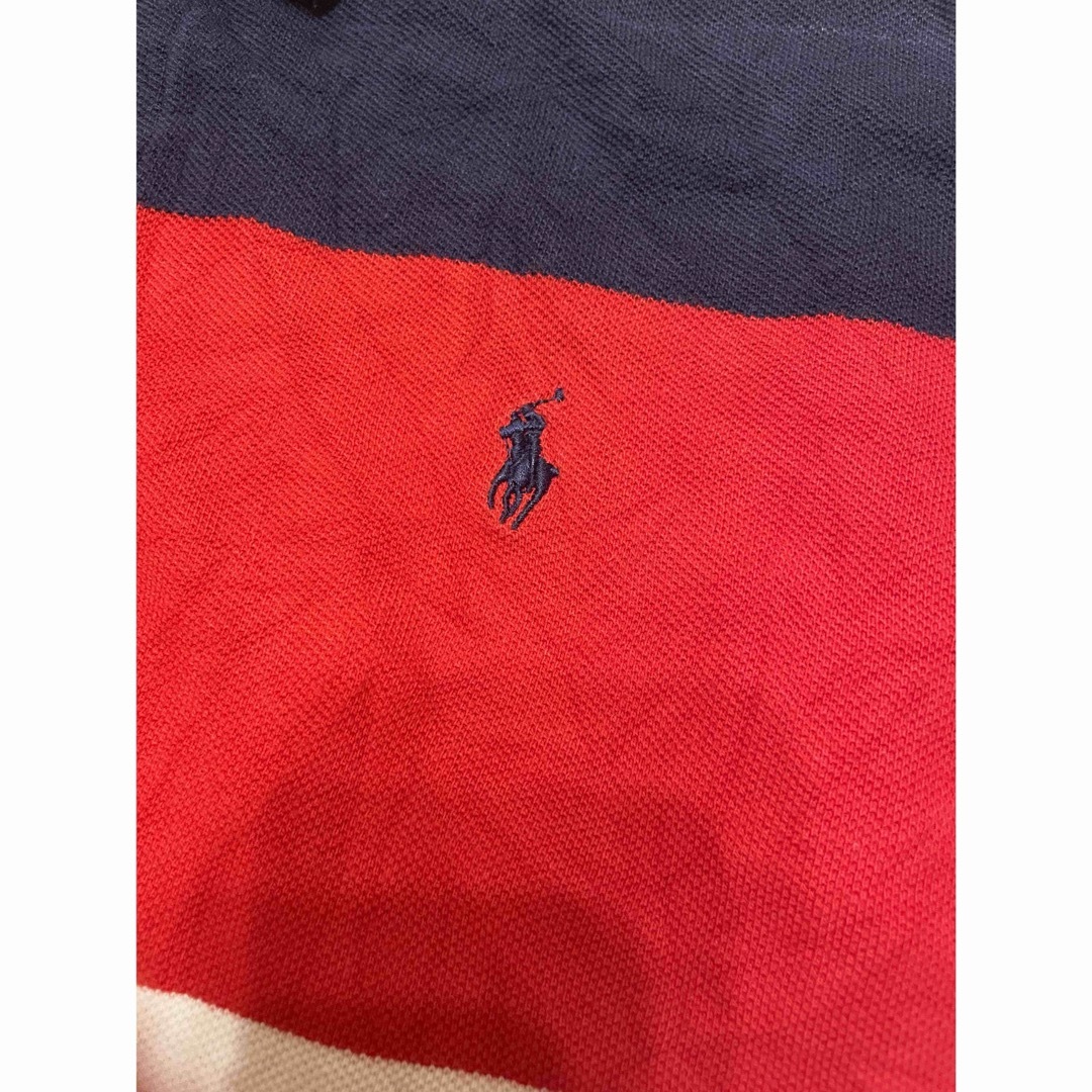 POLO RALPH LAUREN(ポロラルフローレン)の【POLO】ラルフローレン ポロシャツ ラガーシャツ 刺繍 ボーダー XL レディースのトップス(ポロシャツ)の商品写真