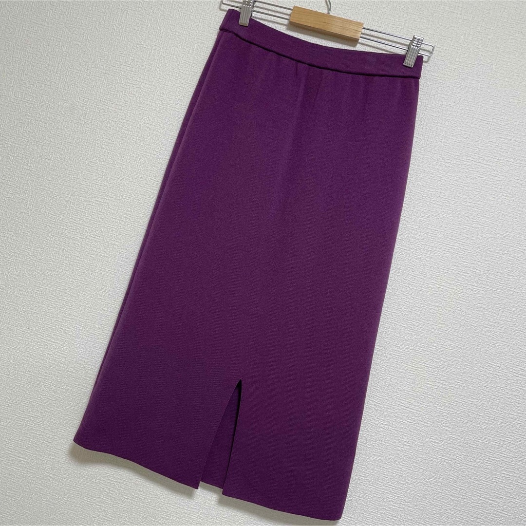 SHIPS(シップス)の【格安】SHIPS BACKスリットニットスカート　紫　タイトスカート レディースのスカート(ロングスカート)の商品写真