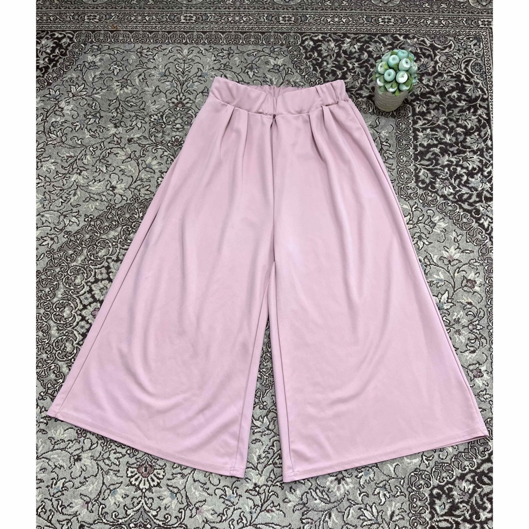吸汗速乾　快適サラサラ　七分丈ワイドパンツ　レディース　動きやすい　軽い　ピンク レディースのパンツ(その他)の商品写真