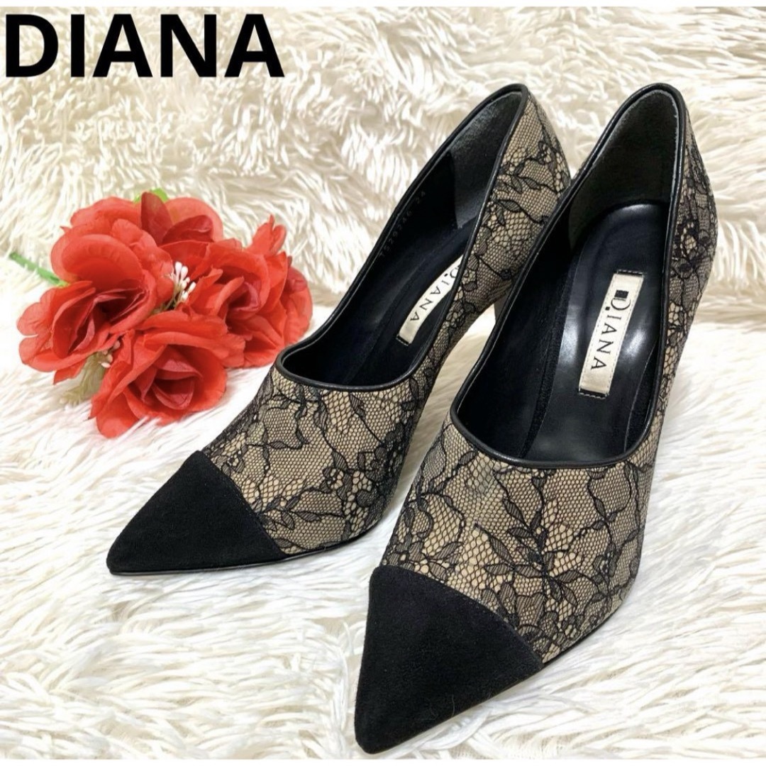 DIANA(ダイアナ)の【美品】DIANA ハイヒールパンプス レース スエード レディースの靴/シューズ(ハイヒール/パンプス)の商品写真