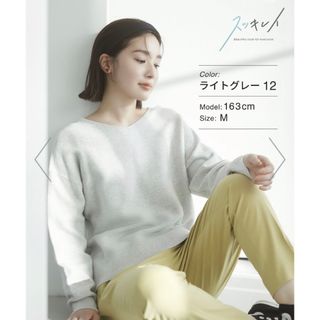 グローバルワーク(GLOBAL WORK)のGLOBALWORK スッキレイＶネックプルオーバー　ライトグレー　M(カットソー(長袖/七分))