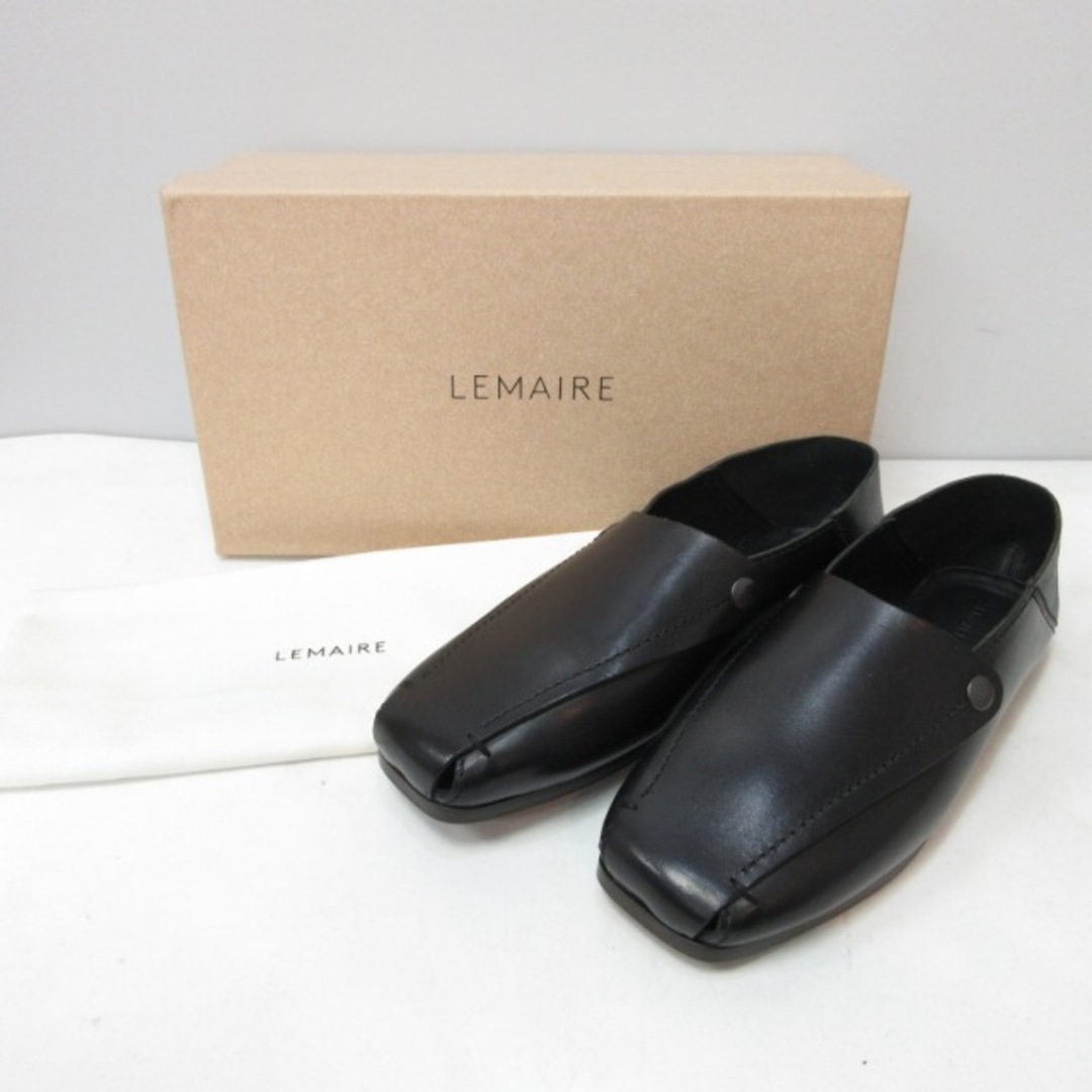 LEMAIRE(ルメール)のルメール 22SS レザーフォールデッドミュール スリッポン 黒 41 26.5 メンズの靴/シューズ(スリッポン/モカシン)の商品写真