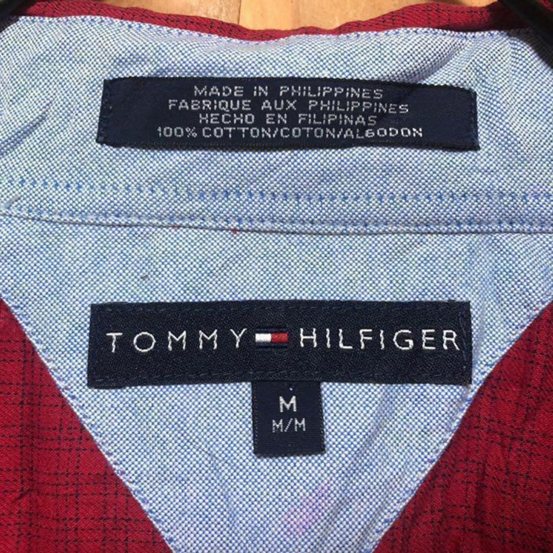 TOMMY HILFIGER(トミーヒルフィガー)のレッド チェック シャツ トミーヒルフィガー USA古着 90s ボタンダウン メンズのトップス(シャツ)の商品写真