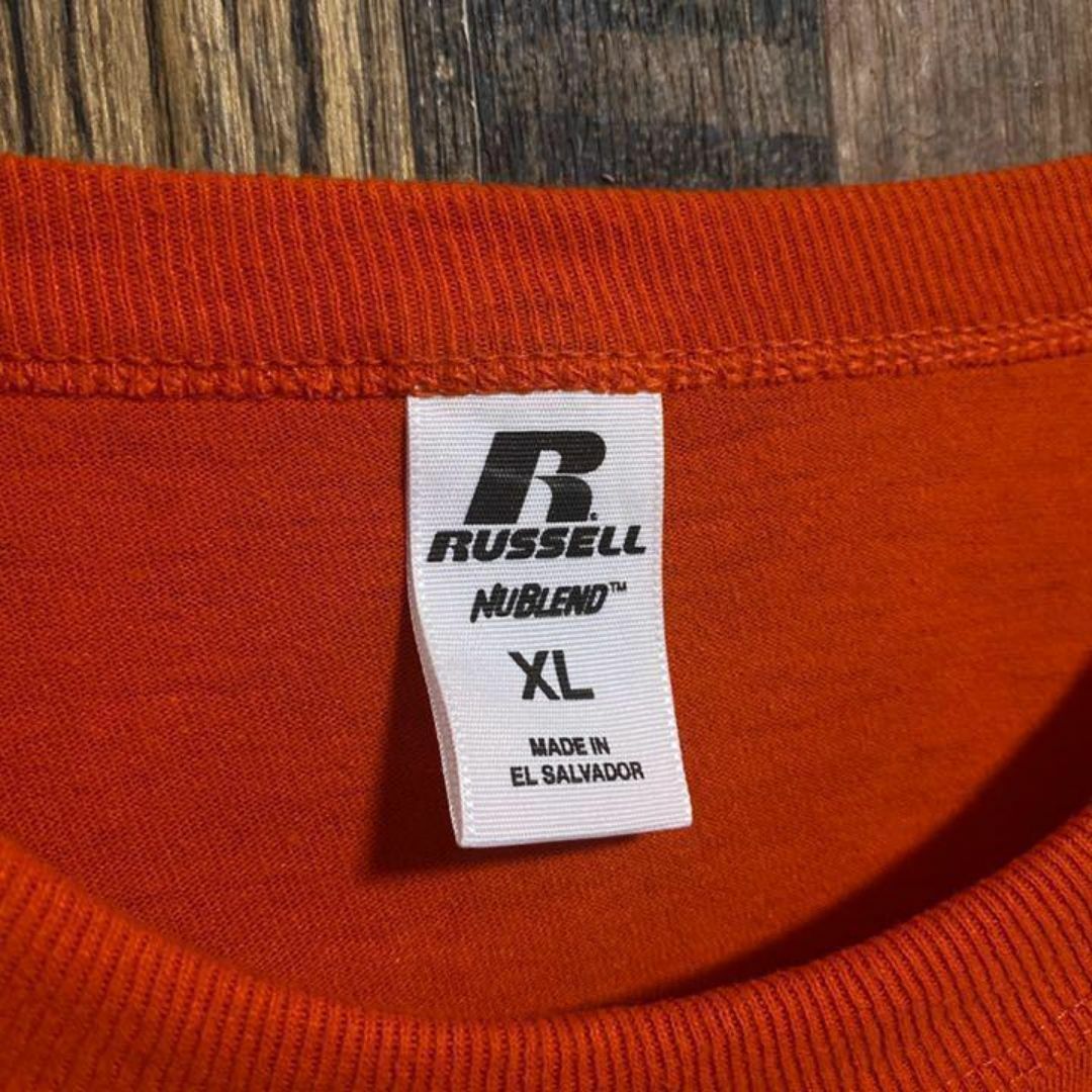 Russell Athletic(ラッセルアスレティック)のラッセル ブランド Tシャツ XL オレンジ プリント ビッグサイズ USA古着 メンズのトップス(Tシャツ/カットソー(半袖/袖なし))の商品写真
