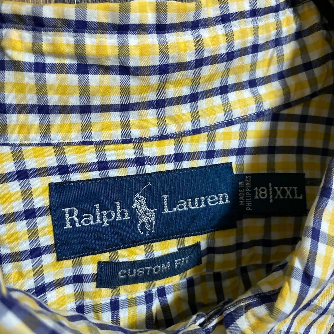 Ralph Lauren(ラルフローレン)のラルフローレン ボタンダウン チェック イエロー シャツ ロゴ USA古着 黄色 メンズのトップス(シャツ)の商品写真