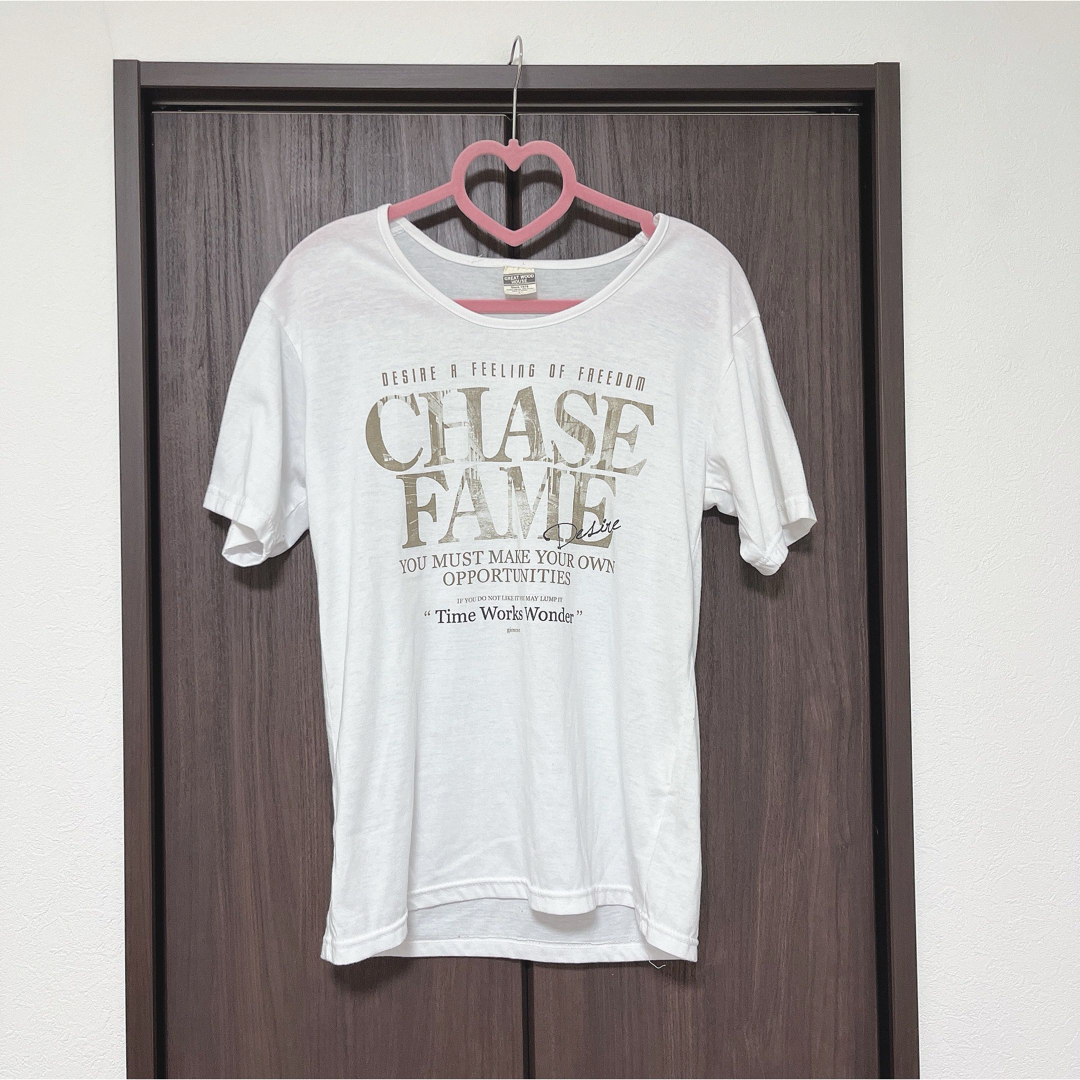 H&M(エイチアンドエム)のgreat wood house tシャツ　半袖　白　イエロー　ホワイト　l 夏 メンズのトップス(Tシャツ/カットソー(半袖/袖なし))の商品写真