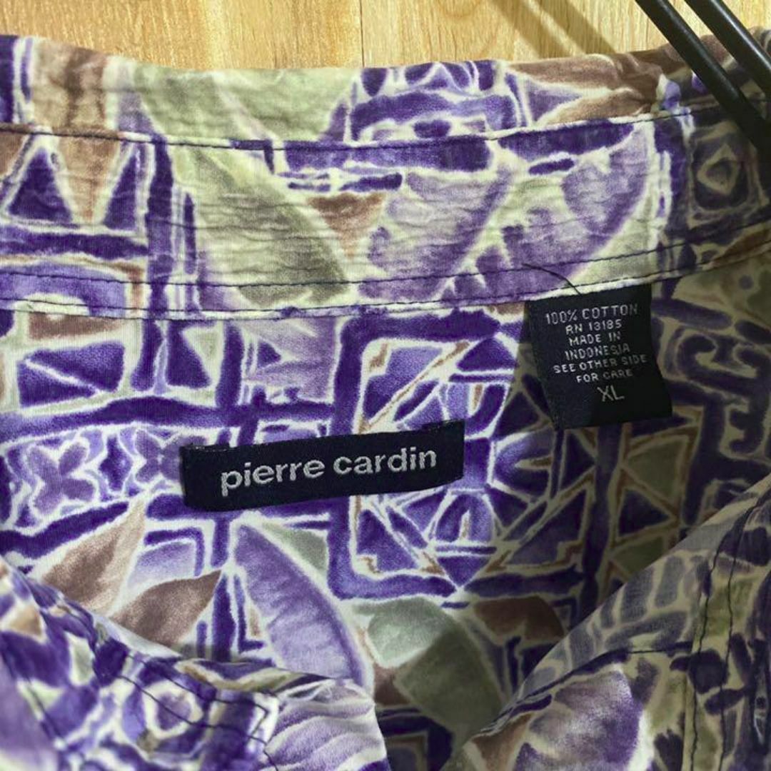 pierre cardin(ピエールカルダン)のUSA古着 メンズ 幾何学 90s 半袖 アロハ シャツ 総柄 ブルー 青 メンズのトップス(シャツ)の商品写真