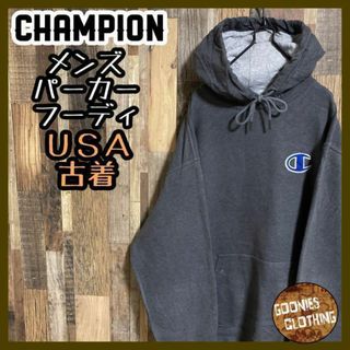 チャンピオン(Champion)のチャンピオン ロゴ グレー Lサイズ パーカー フーディ USA古着 メンズ(パーカー)