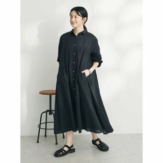 クラフトスタンダードブティック(CRAFT STANDARD BOUTIQUE)の【ブラック】インド綿Aラインシャツワンピース/24SS(ロングワンピース/マキシワンピース)