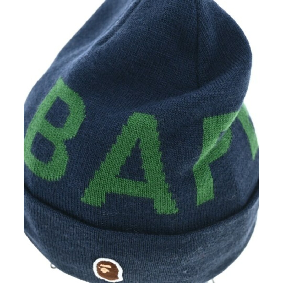 A BATHING APE(アベイシングエイプ)のA BATHING APE ニットキャップ・ビーニー - 紺x緑 【古着】【中古】 メンズの帽子(ニット帽/ビーニー)の商品写真