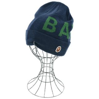 アベイシングエイプ(A BATHING APE)のA BATHING APE ニットキャップ・ビーニー - 紺x緑 【古着】【中古】(ニット帽/ビーニー)