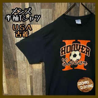 ブラック サッカー スポーツ チームロゴ L メンズ USA古着 半袖 Tシャツ(Tシャツ/カットソー(半袖/袖なし))