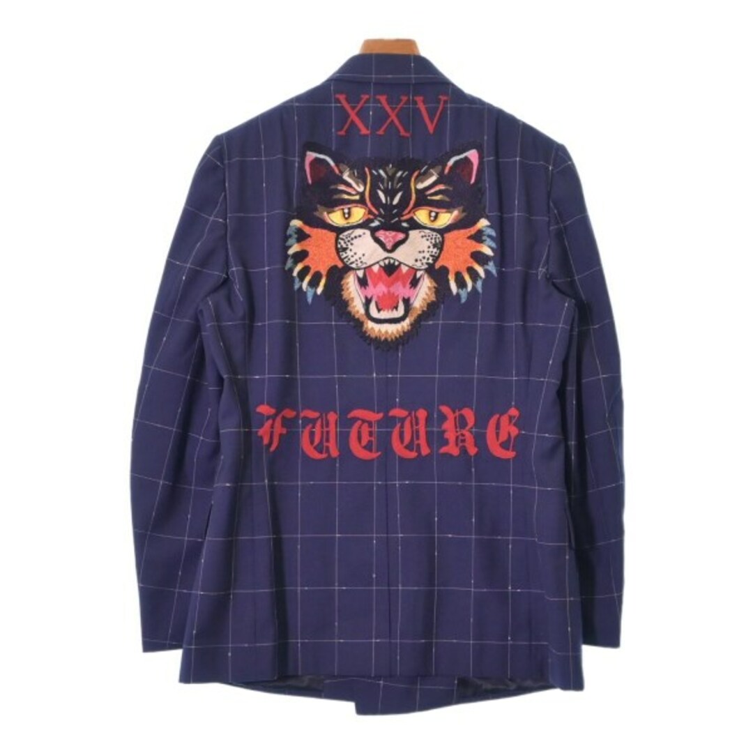 GUCCI - GUCCI グッチ テーラードジャケット 50(L位) 紺x白 GUCCI - GUCCI グッチ テーラードジャケット 50(L位) 紺x白