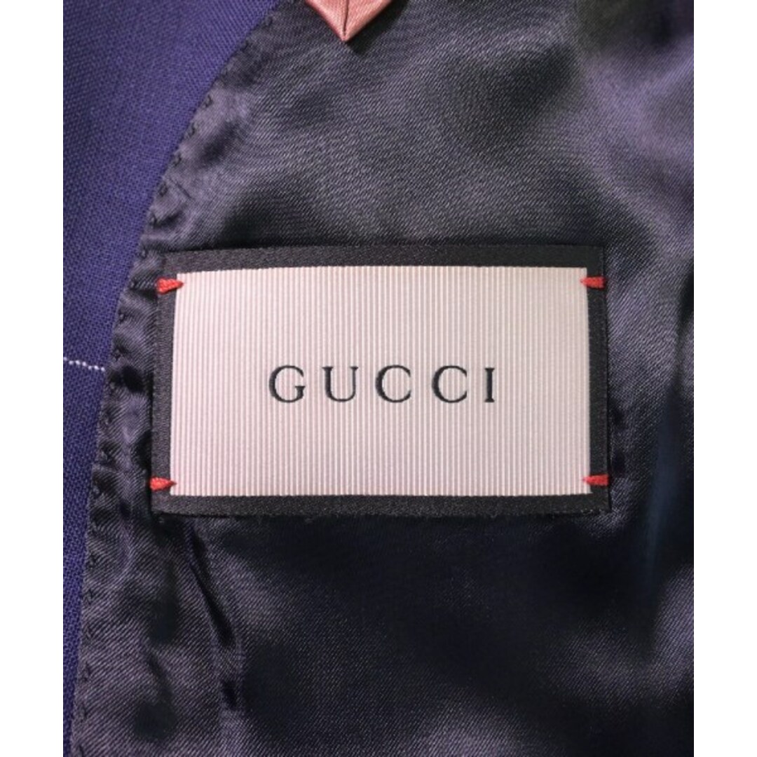 Gucci(グッチ)のGUCCI グッチ テーラードジャケット 50(L位) 紺x白(チェック) 【古着】【中古】 メンズのジャケット/アウター(テーラードジャケット)の商品写真