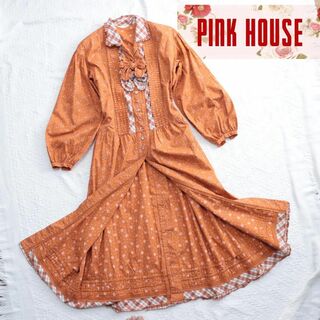 ピンクハウス(PINK HOUSE)の未使用級!!ピンクハウス　ドレス　シャツワンピース　ウエストリボン(ロングワンピース/マキシワンピース)