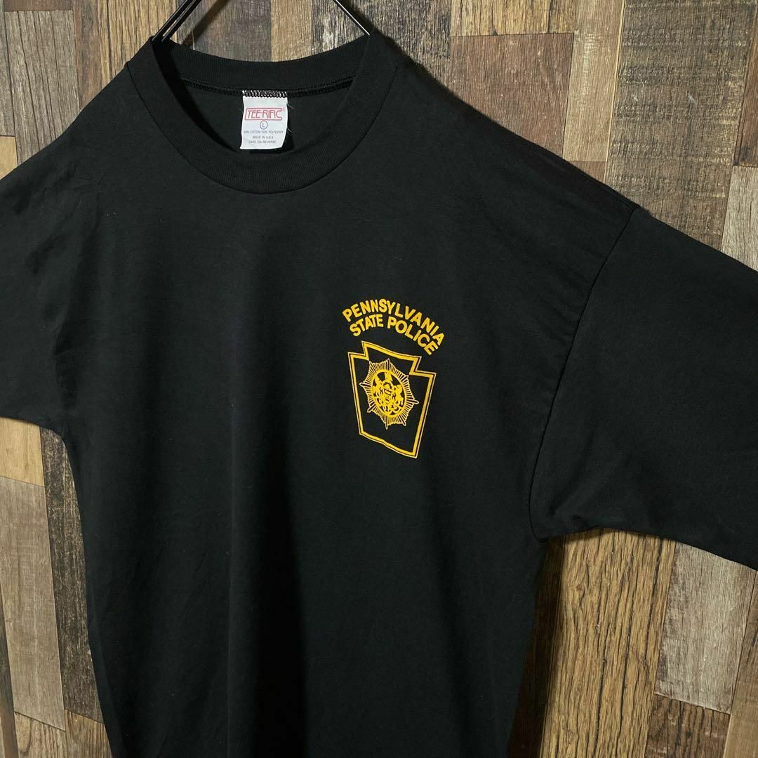 メンズ ブラック ワンポイント プリント L USA古着 半袖 Tシャツ メンズのトップス(Tシャツ/カットソー(半袖/袖なし))の商品写真