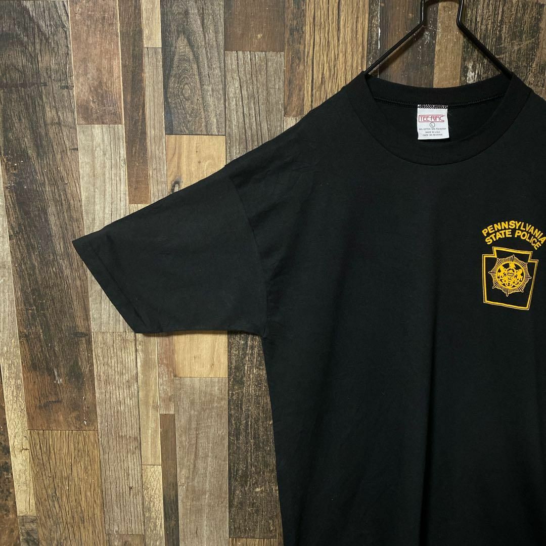 メンズ ブラック ワンポイント プリント L USA古着 半袖 Tシャツ メンズのトップス(Tシャツ/カットソー(半袖/袖なし))の商品写真