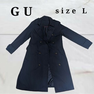 ジーユー(GU)のGU ネイビー 紺 スプリング トレンチ コート サイズL(スプリングコート)