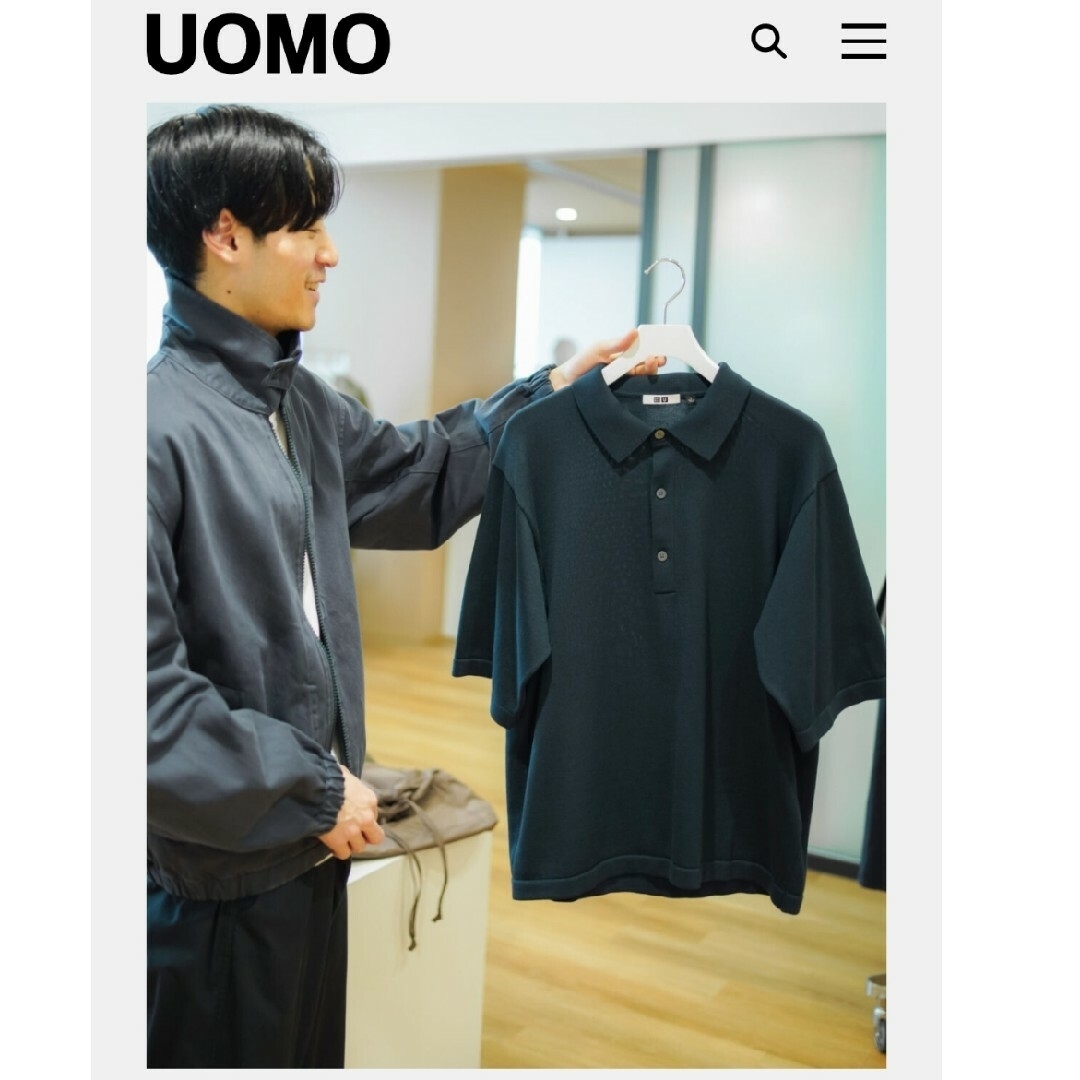 UNIQLO(ユニクロ)のユニクロユー　ニットポロシャツ　Lサイズ メンズのトップス(ポロシャツ)の商品写真